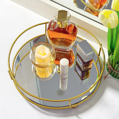 Classy Golden Vanity Display With Mirror